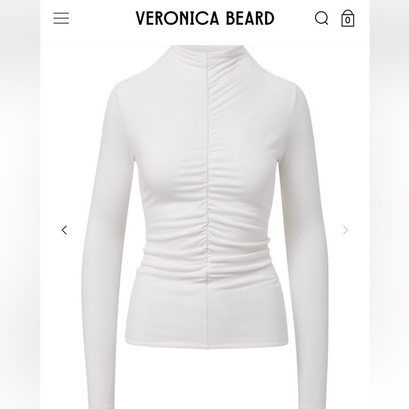Veronica Beard Theresa Ruched Turtleneck white - Picture 1 of 3
